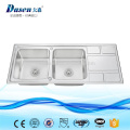 High grade double bowl drainboard 1160mm table sink for kitchen washing